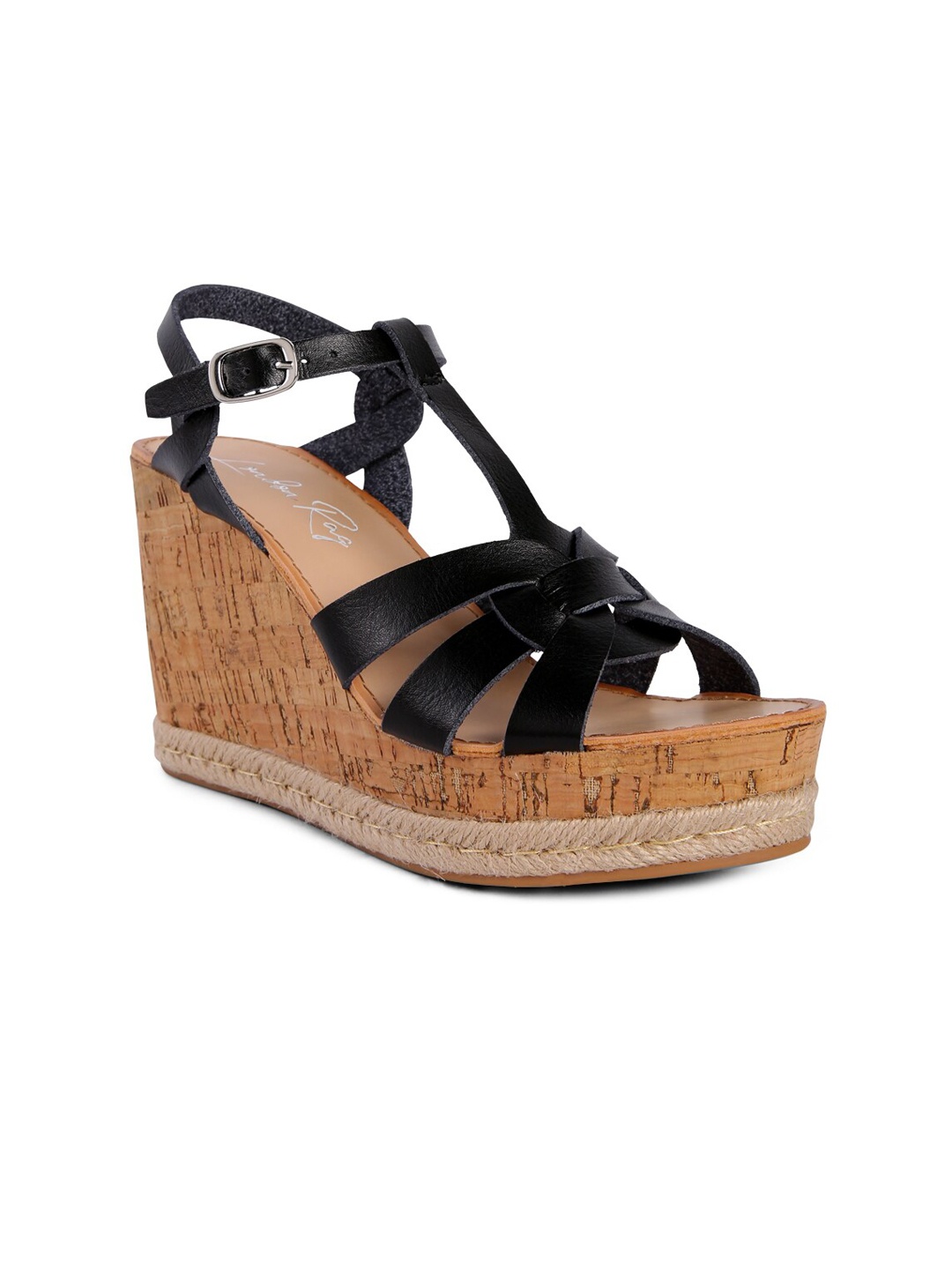 

London Rag Black & Brown Wedge Heels with Buckles