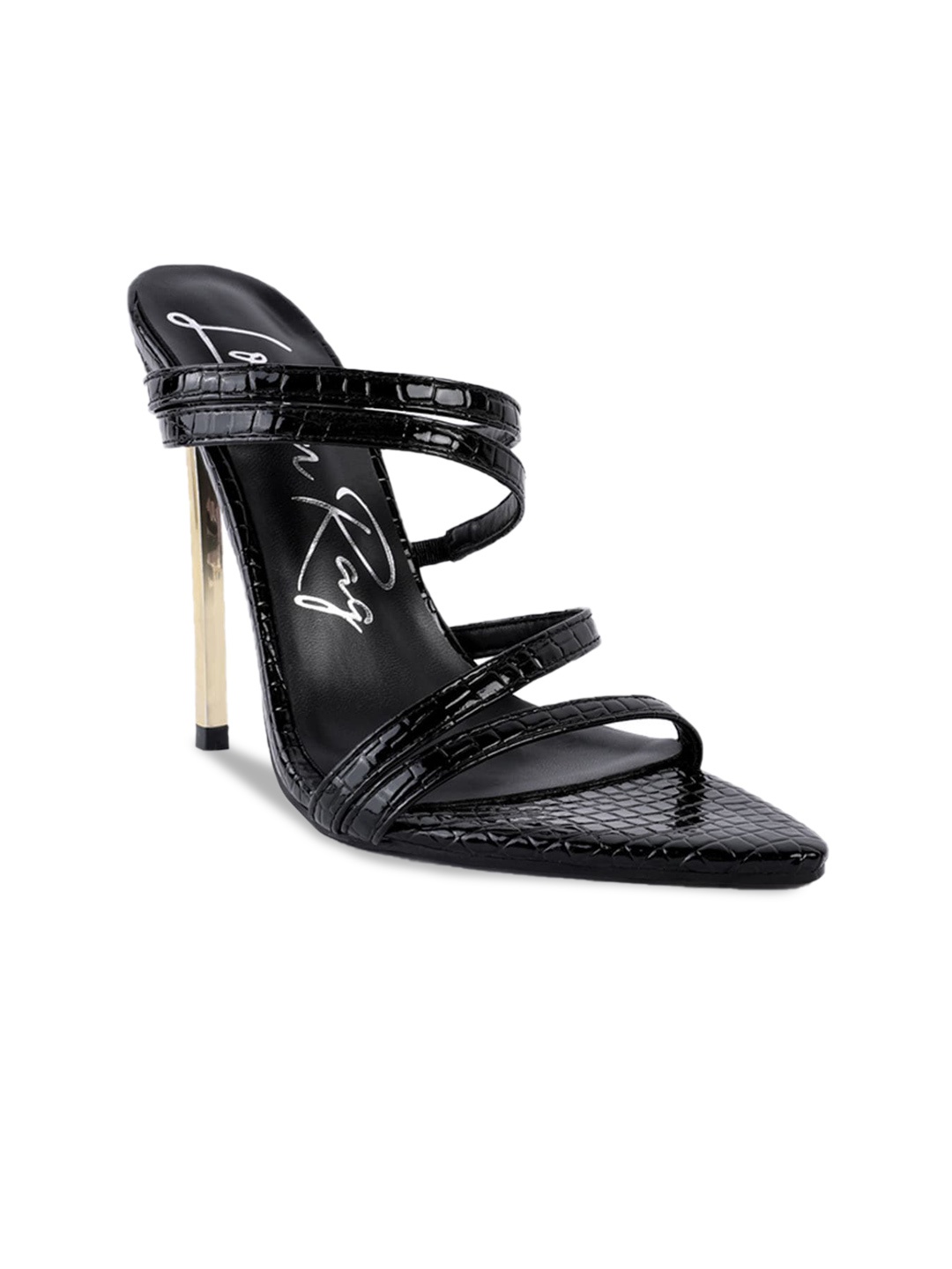 

London Rag Black PU Party Block Pumps