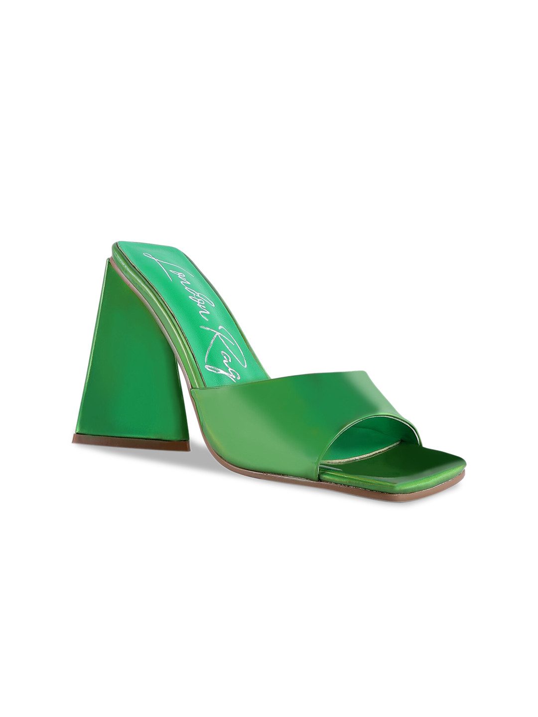 

London Rag Green PU Block Sandals