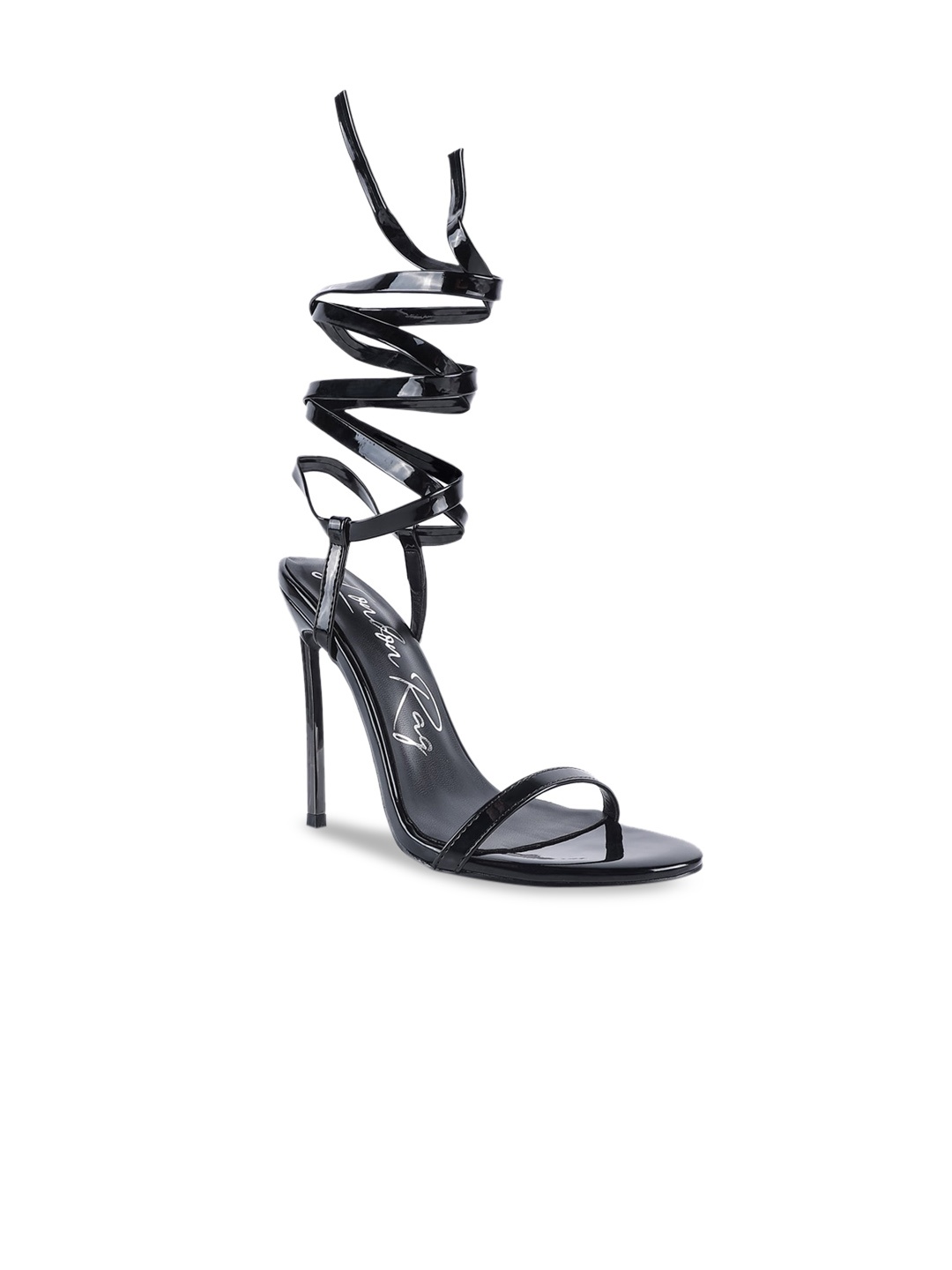 

London Rag Women Black PU Party Stiletto Gladiators with Buckles
