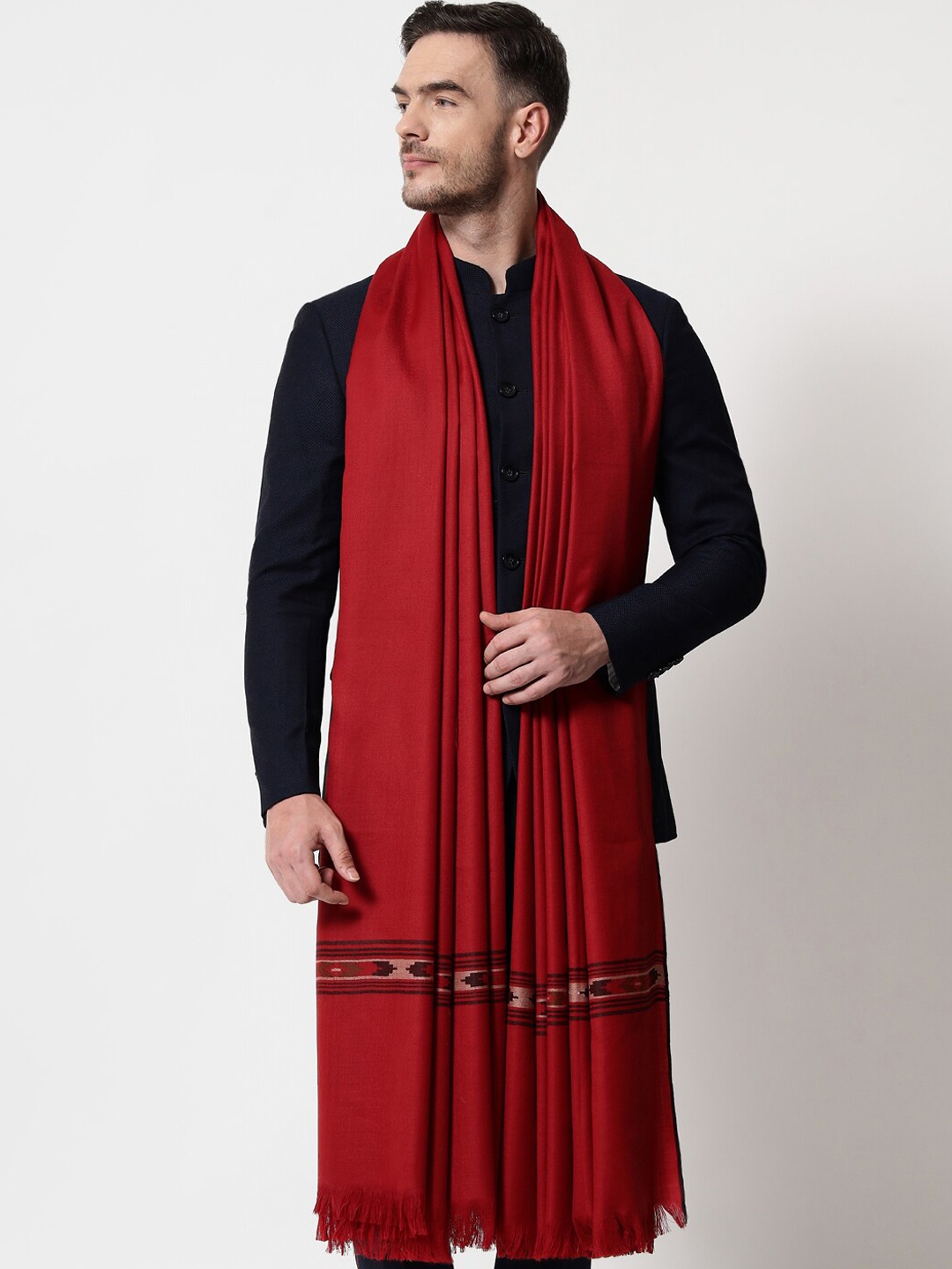 

Pashtush Men Maroon Woven Design Shawl