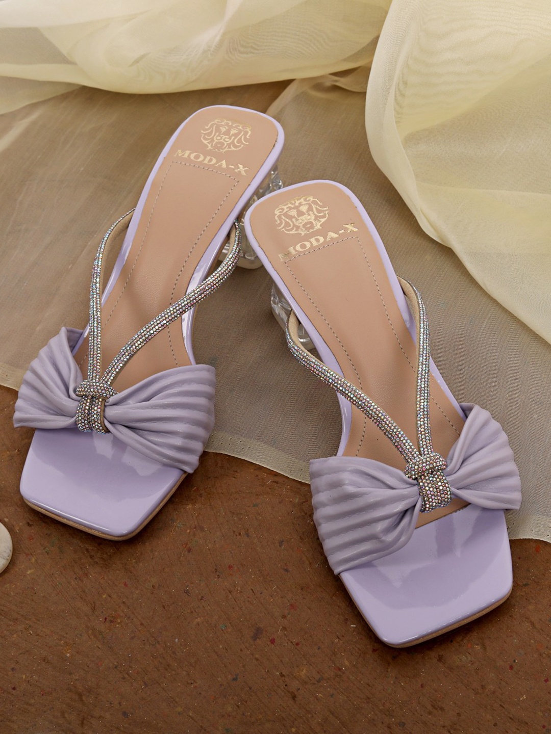 

MODA-X Lavender Party Block Sandals with Bows