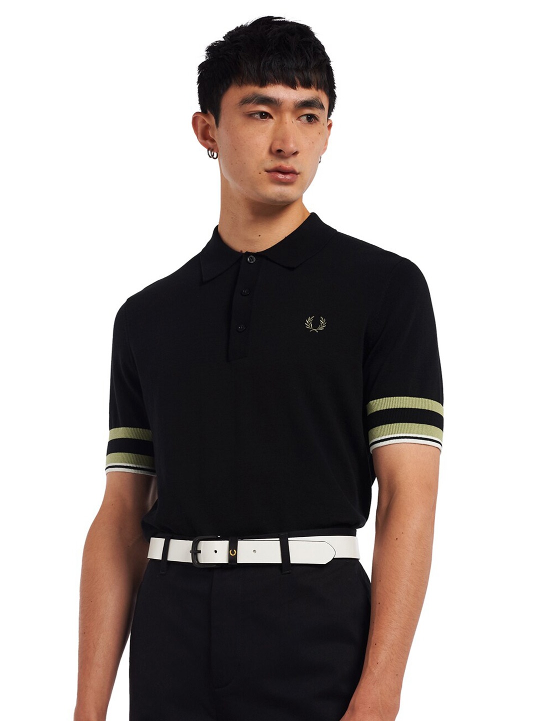

Fred Perry Men Black Polo Collar T-shirt
