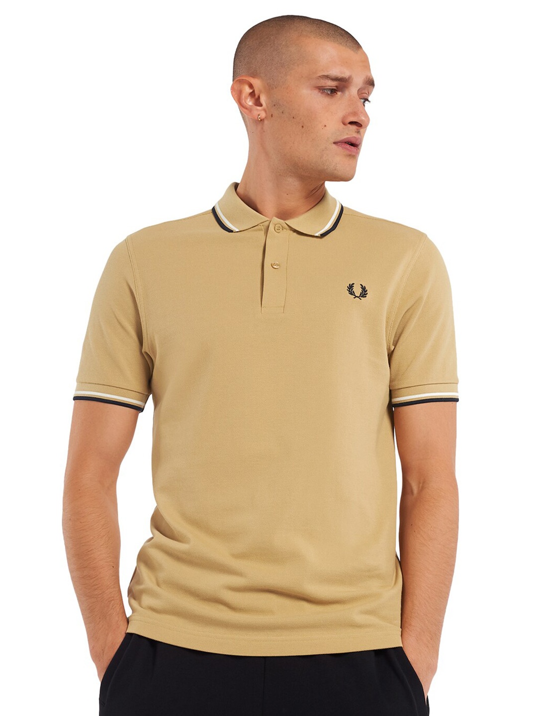 

Fred Perry Men Brown Solid Two Tonal Twin-Tipped Logo Polo Collar T-shirt