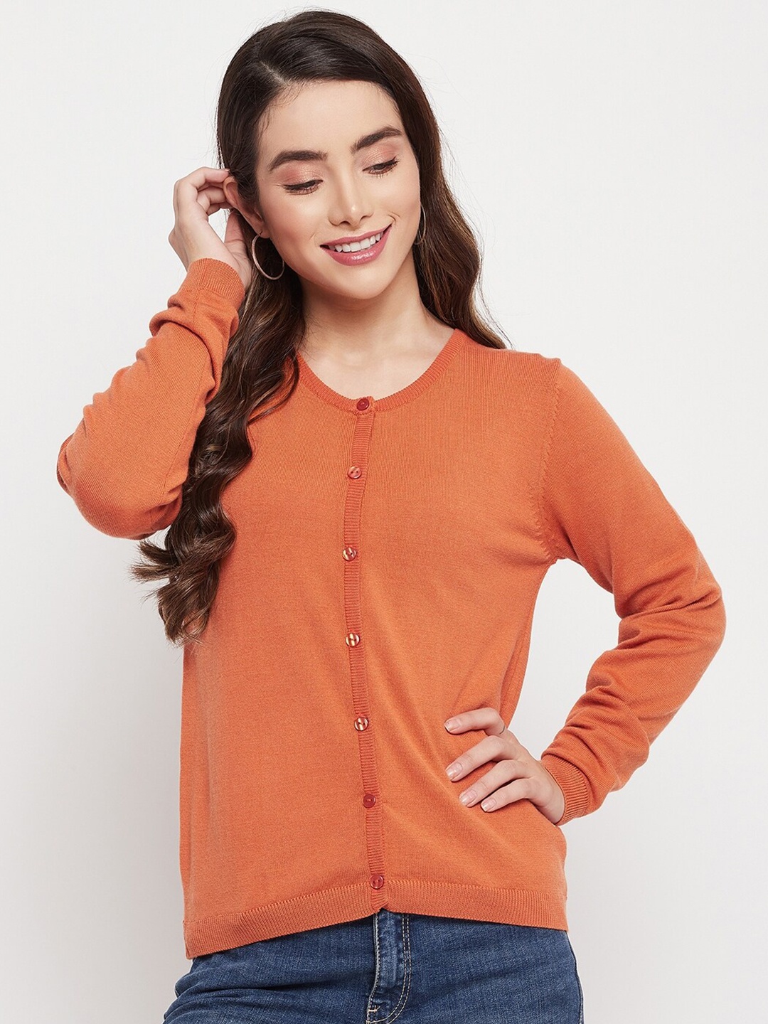

Madame Women Rust Cable Knit Cardigan