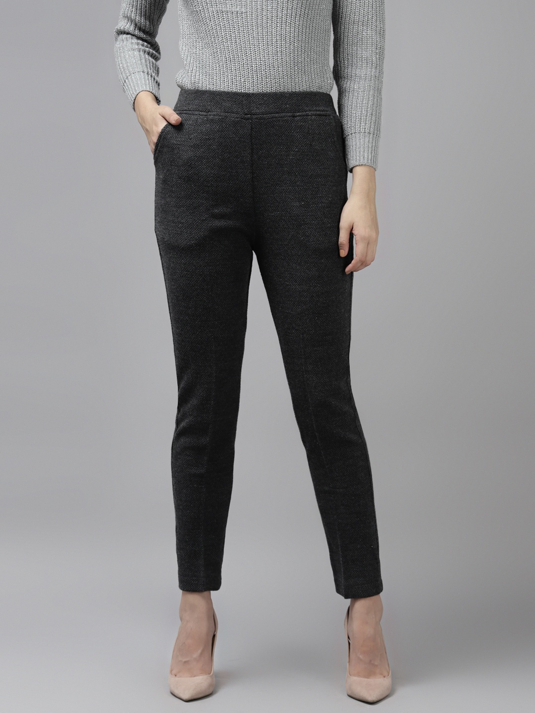 

Cayman Women Charcoal Slim Fit Cropped Trousers
