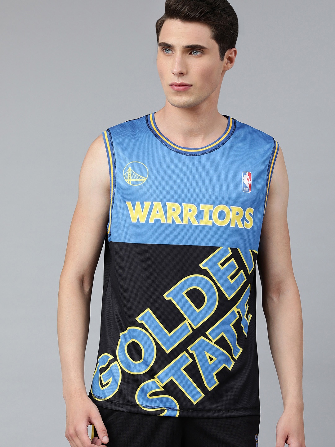 

NBA Men Black & Blue Typography Golden State Warriors Printed T-shirt