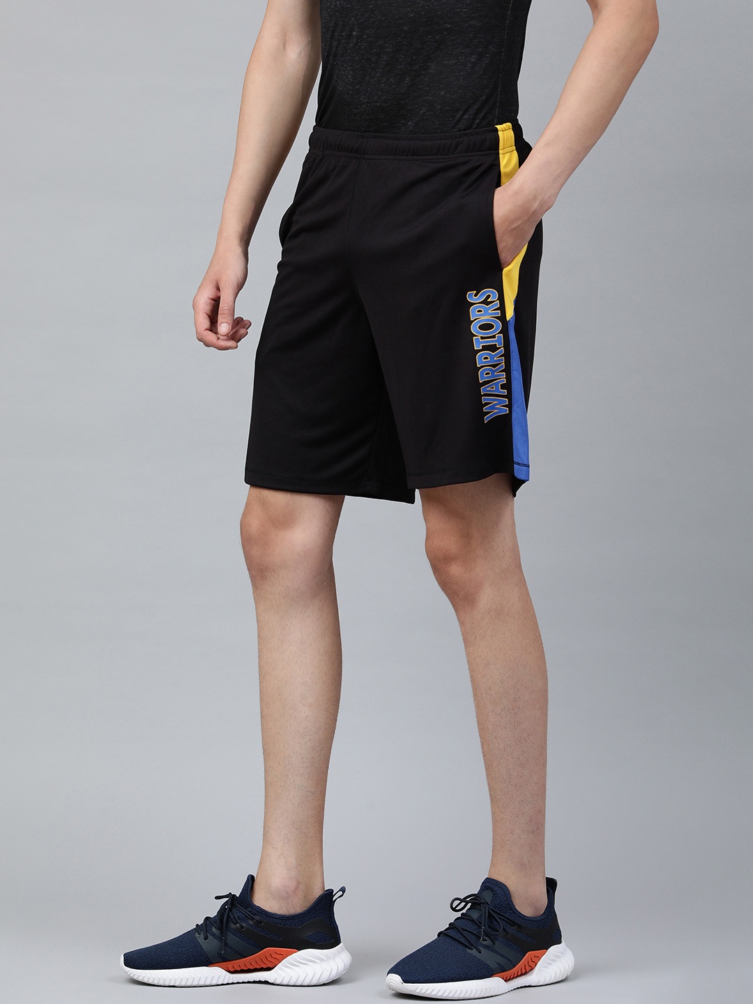 

NBA Men Black Golden State Warriors Typography Printed Basketball Shorts