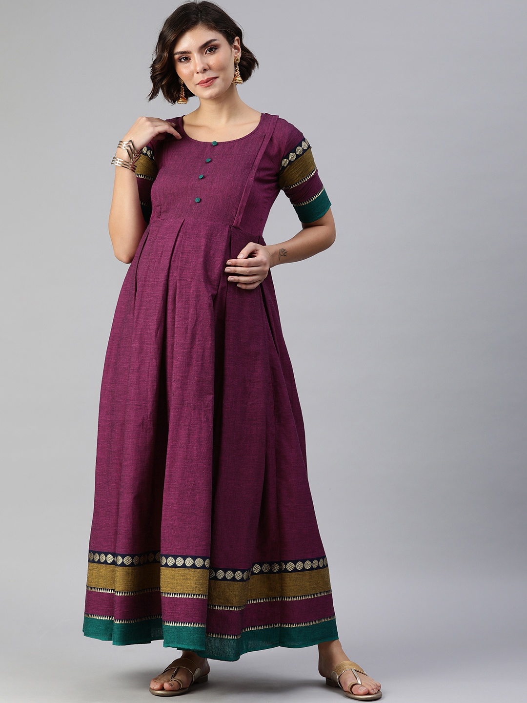 

Swishchick Magenta Solid Maternity Maxi Dress