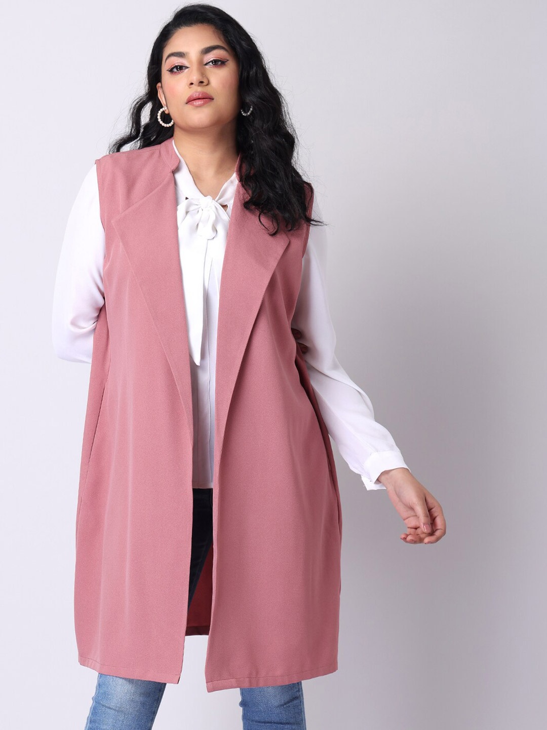 

FabAlley Curve Women Pink Longline Shrug