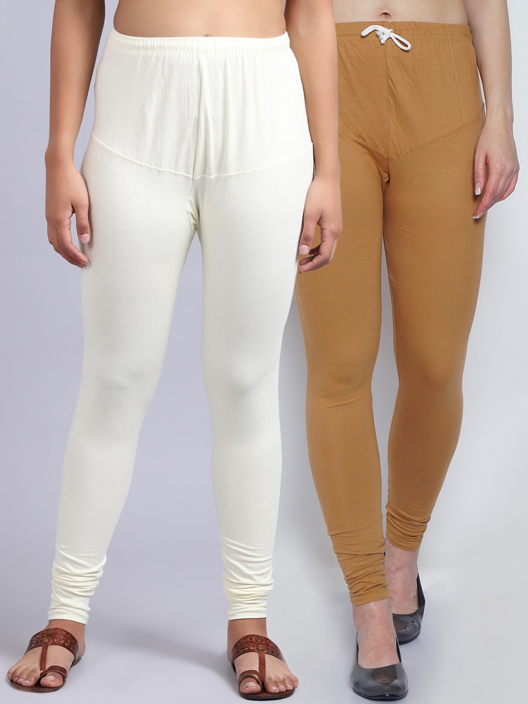 

GRACIT Women Pack Of 2 Solid Ankle-Length Leggings, Brown