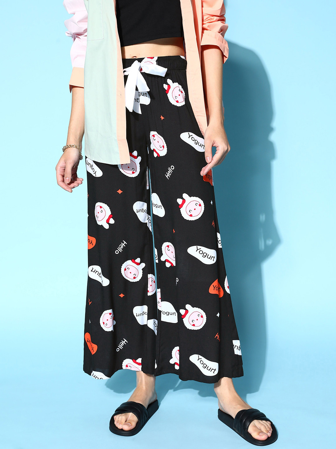 

Sweet Dreams Women Stylish Navy Blue Printed Twist & Knot Lounge Pants