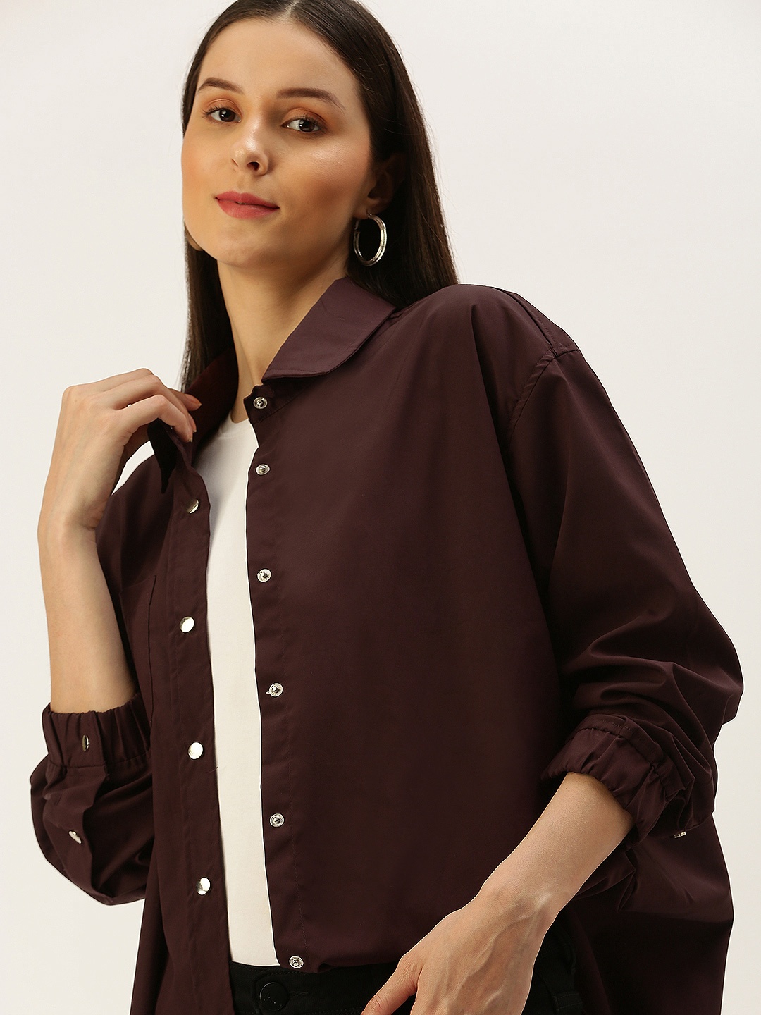 

FOREVER 21 Women Maroon Casual Shirt
