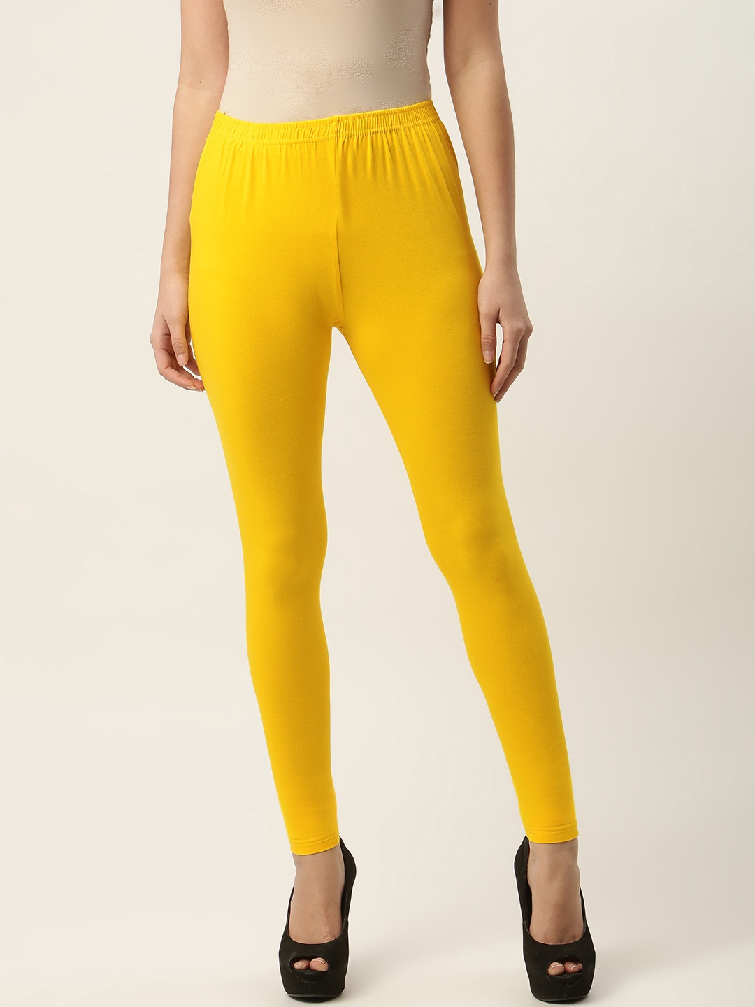 

Ms.Lingies Women Yellow Solid Ankle-Length Leggings