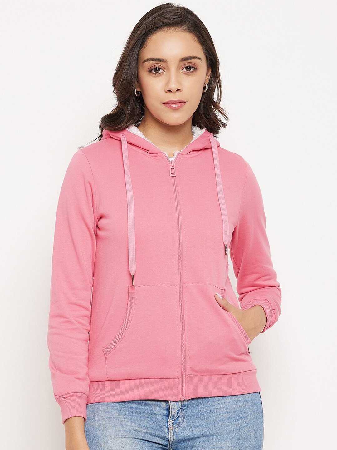 

Madame Women Pink Hood Sweatshirt