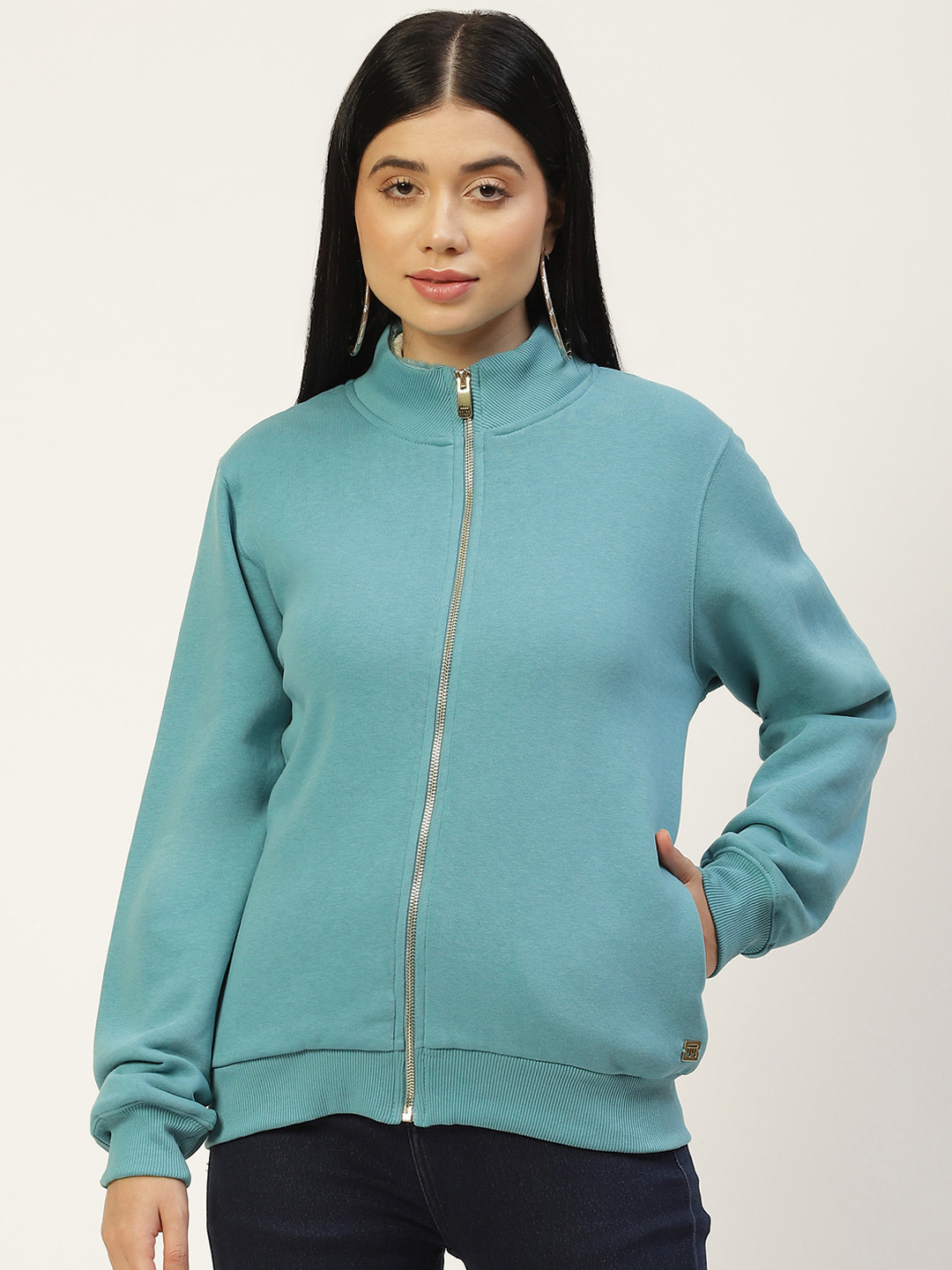 

Madame Women Green Solid Sweatshirt
