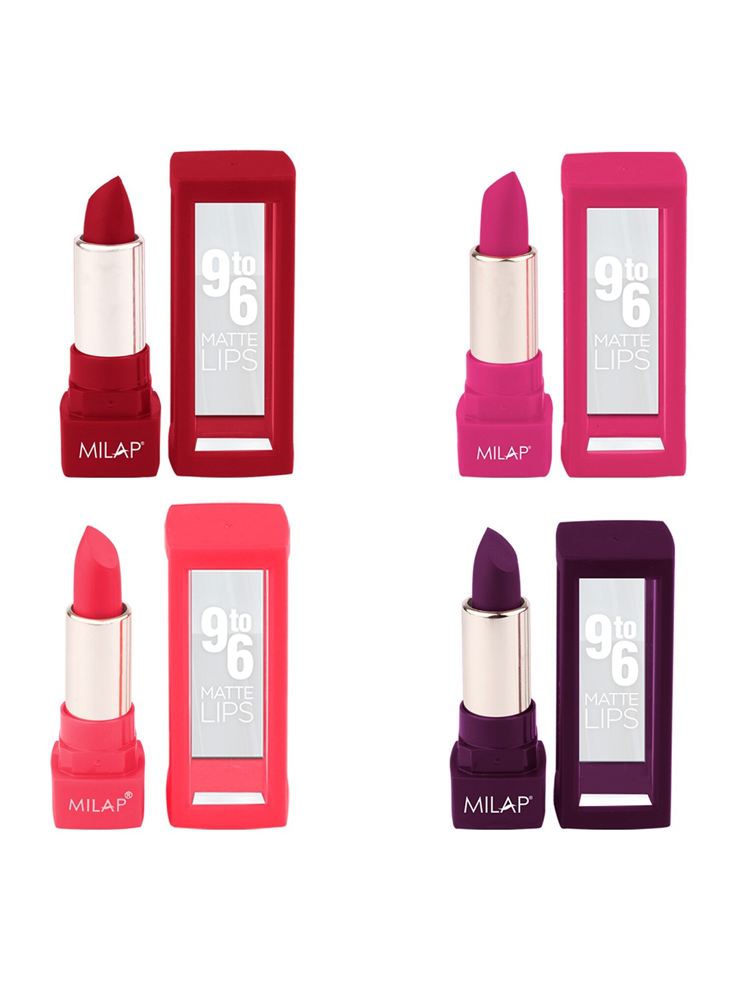 

MILAP Pack Of 4 9to6 Matte Lipstick 4.2g, Multi