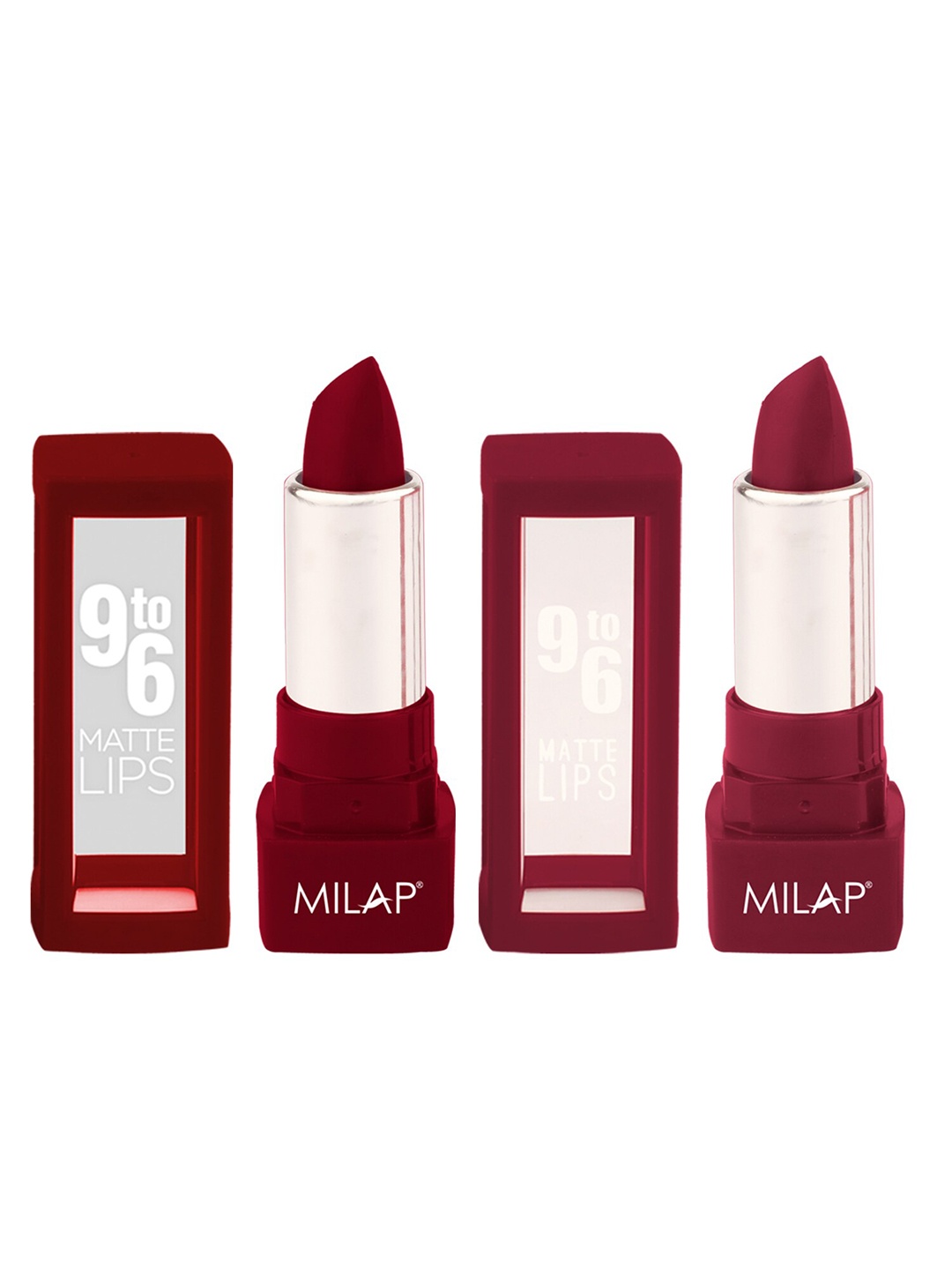

MILAP Set Of 2 9to6 Matte Lips Lipstick 4.2g Each - Russian Hue & Crimson, Red