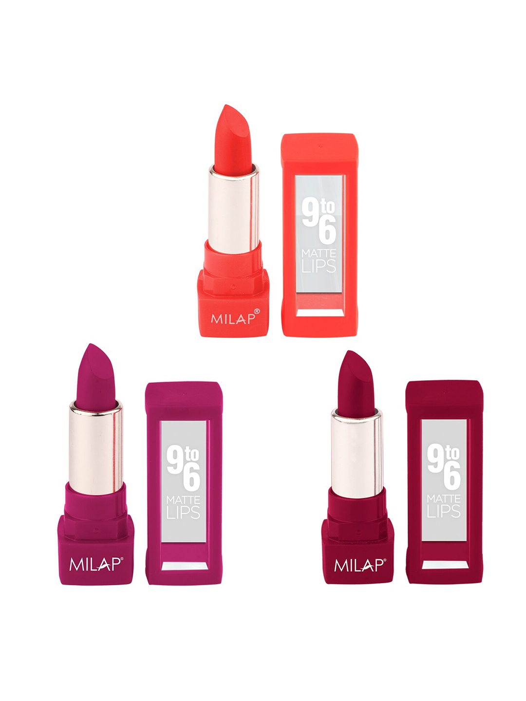

MILAP Set Of 3 9 to 6 Matte Lipstick SL001_10,14,15, Orange