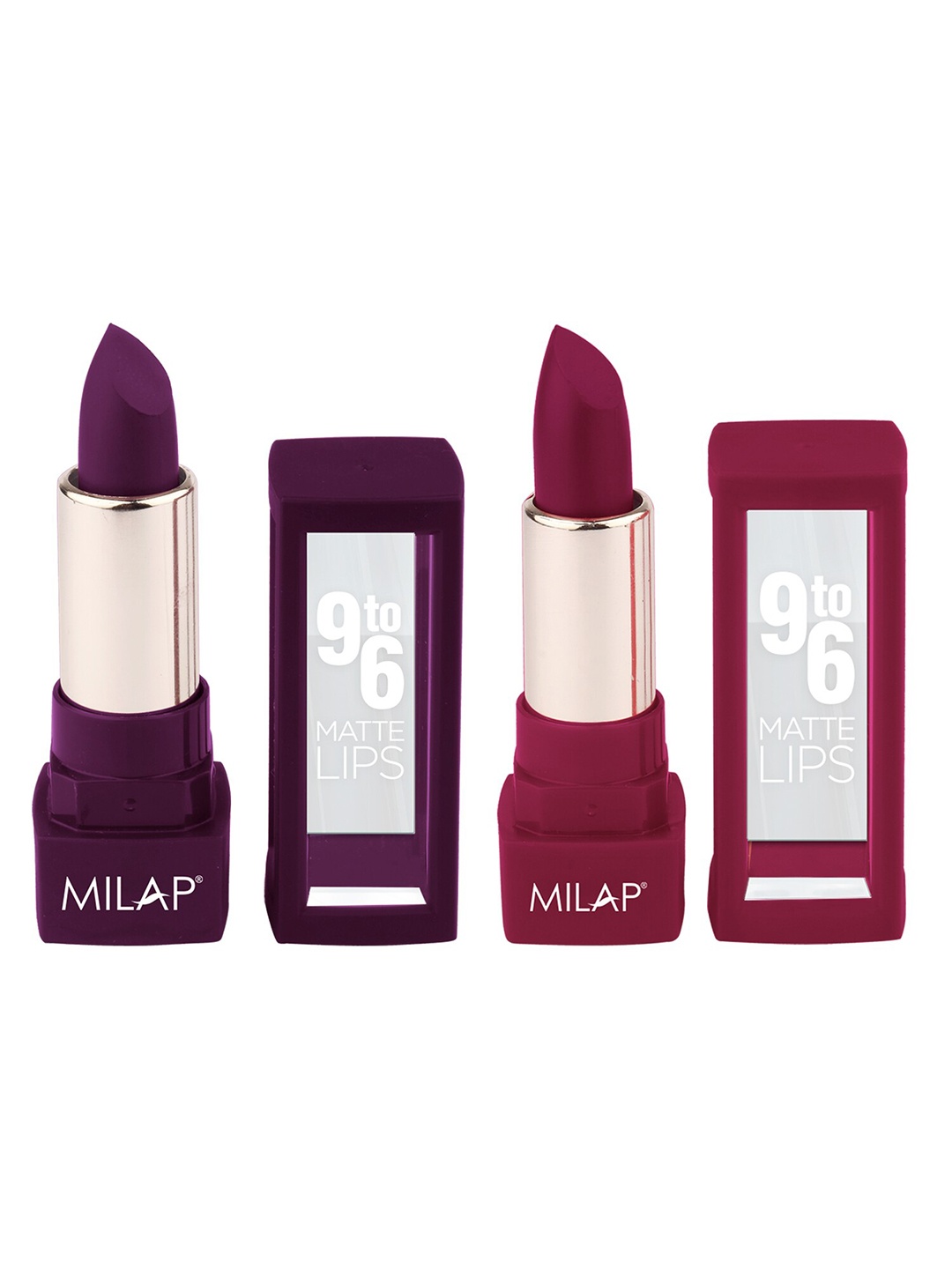 

MILAP Set of 2 9to6 Long Wear Matte Lipsticks 4.2g each - Love Struck & Aurora, Maroon