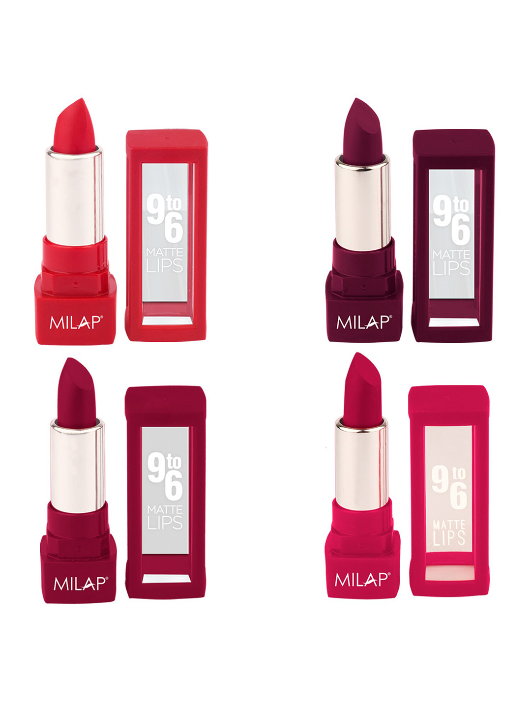 

MILAP Set of 4 9 to 6 Matte Lipstick ( 4.2g Each), Pink
