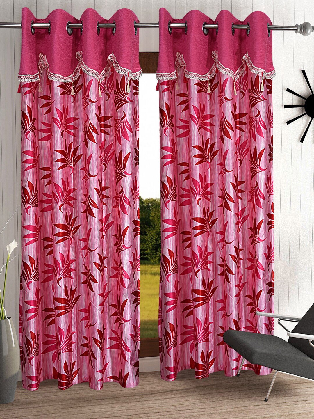 

Cortina Pink Set of 2 Floral Door Curtain