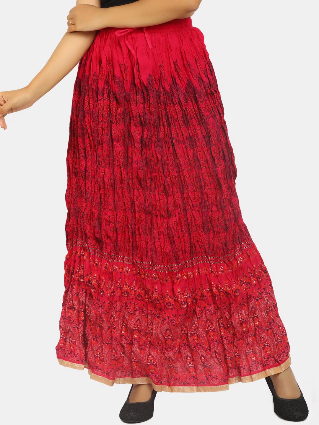 

V-Mart Women Pink & Blue Printed Straight Maxi Skirt