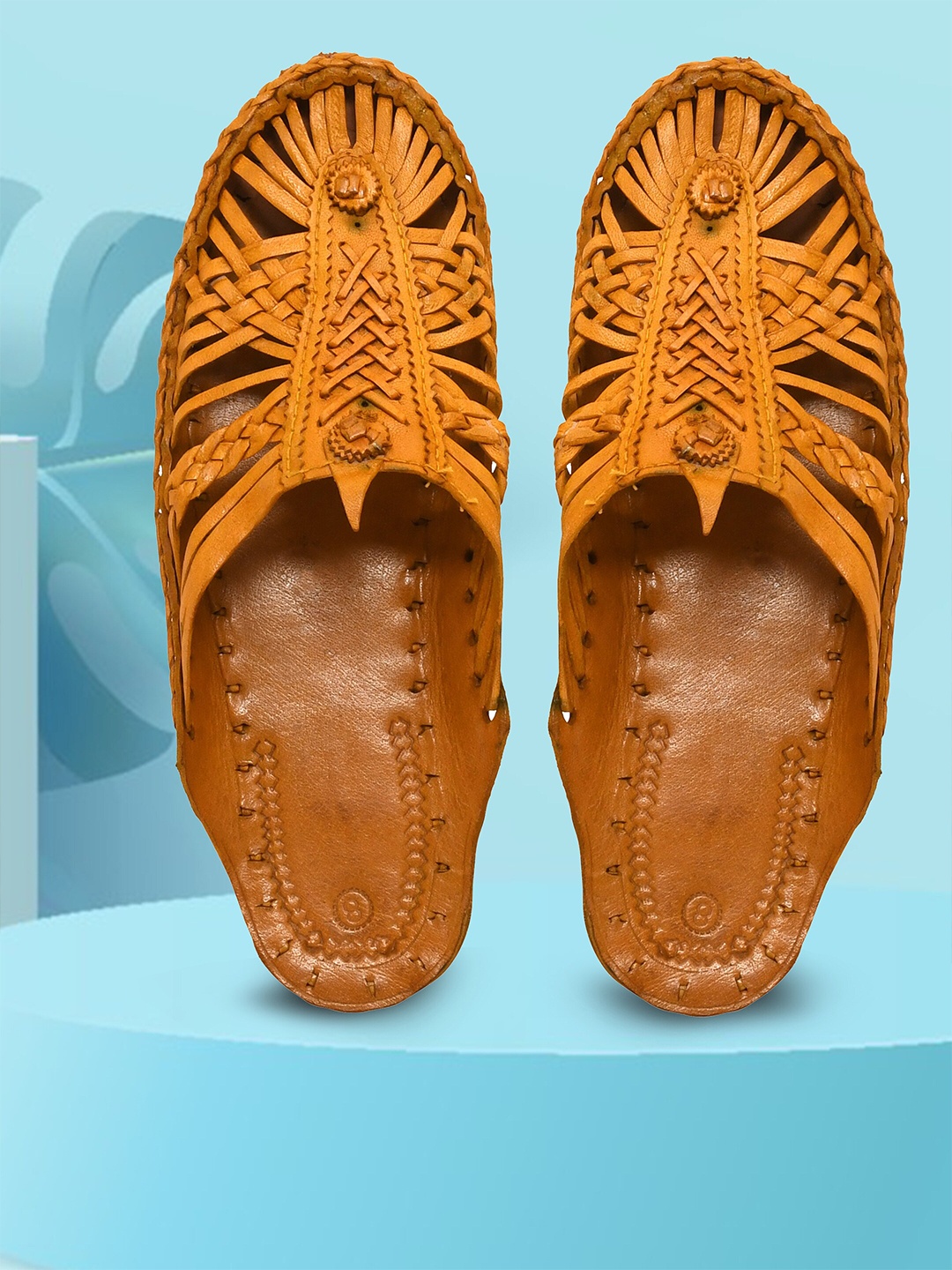 

OLIVE MIST Men Tan Handcrafted Leather Comfort Kolhapuris
