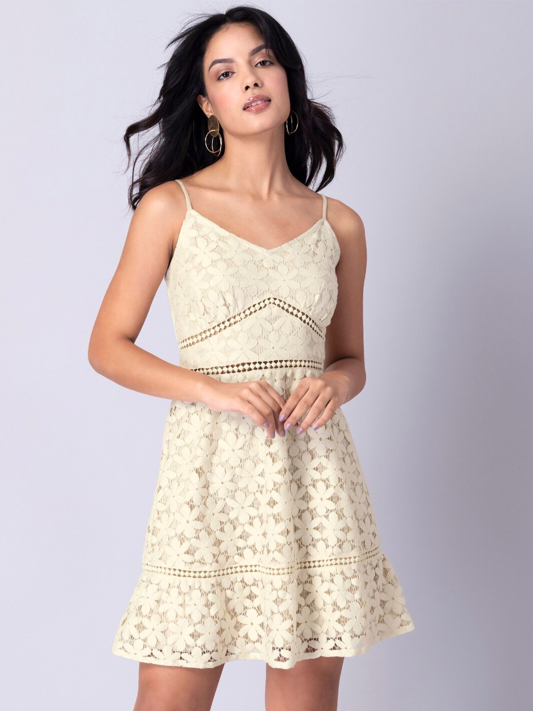 

FabAlley White Floral Lace Dress