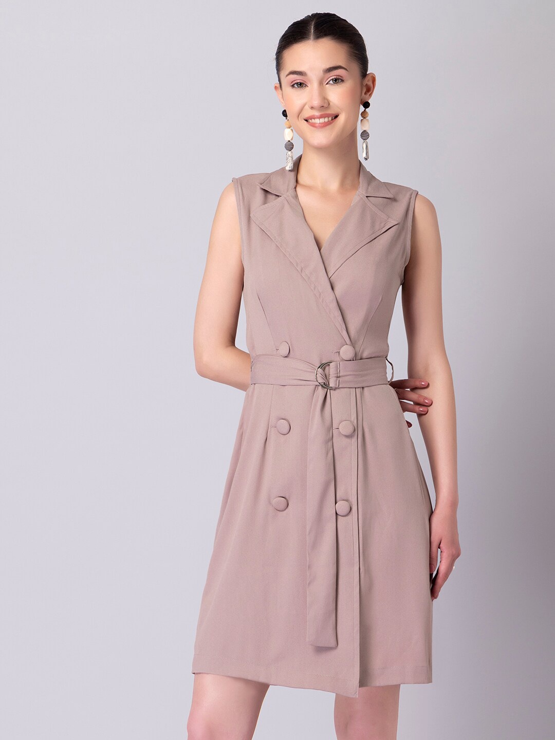 

FabAlley Pink Crepe Shirt Dress