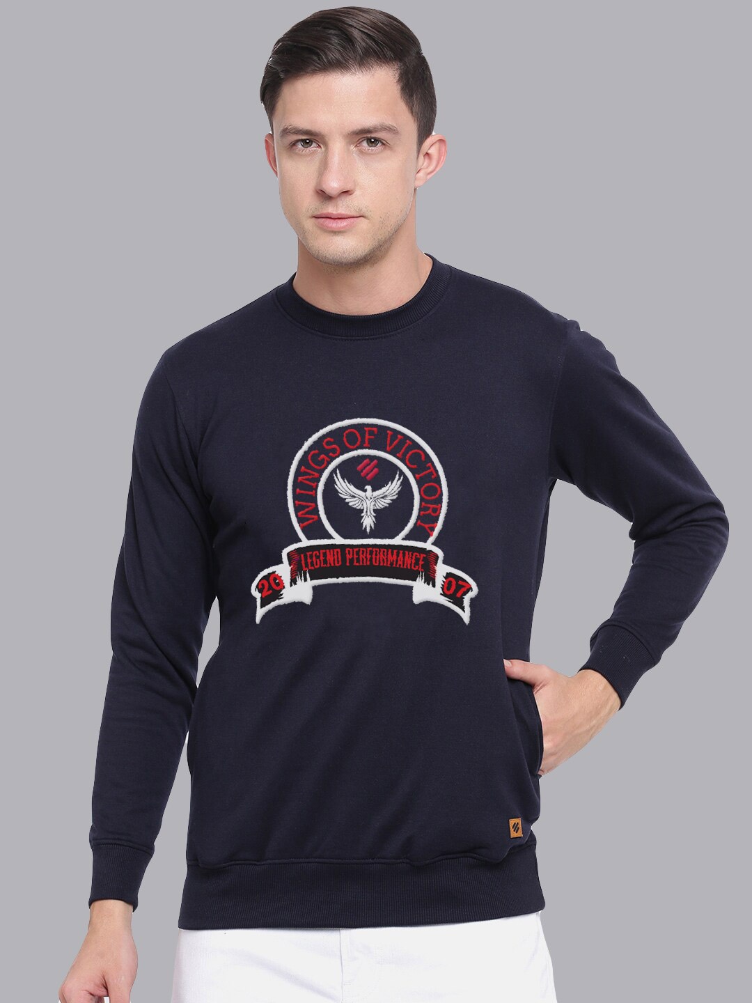

ONN Men Navy Blue Printed Sweatshirt