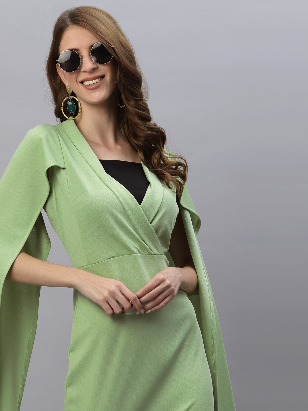 

Selvia Women Green Solid Scuba Midi Dress