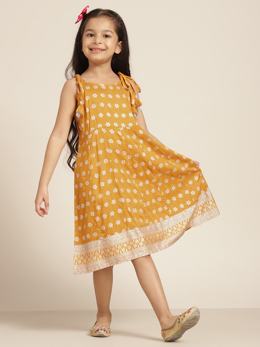 

Sangria Girls Ethnic Motifs Print Dress, Mustard