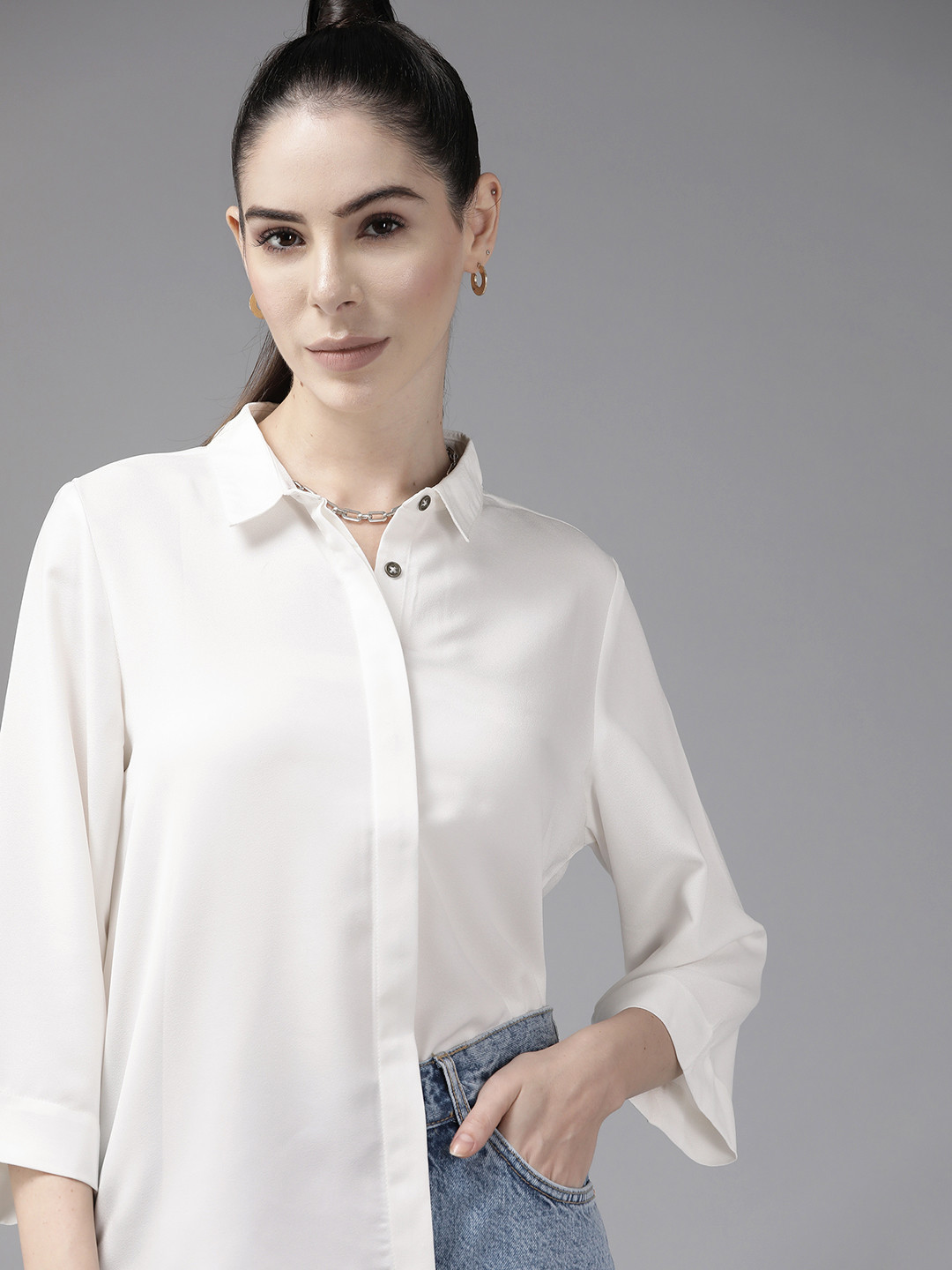 

Roadster Women White Casual Shirt