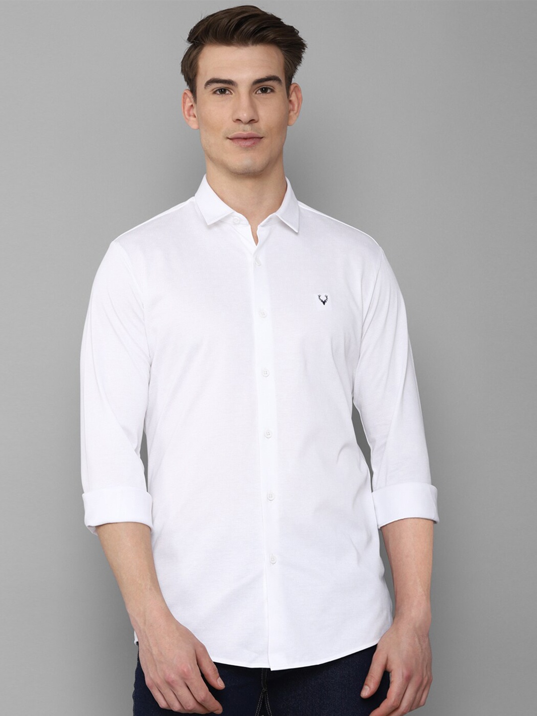 

Allen Solly Men White Solid Slim Fit Casual Shirt