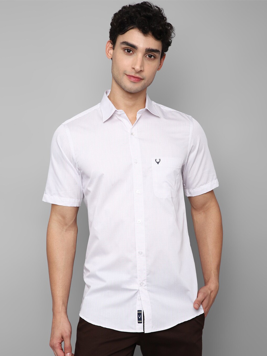 

Allen Solly Men White Slim Fit Grid Tattersall Checks Checked Casual Shirt