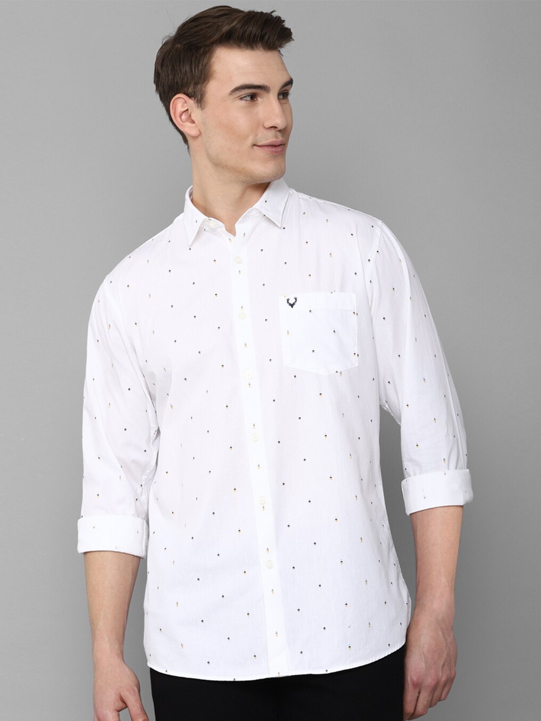 

Allen Solly Men White Slim Fit Printed Casual Shirt