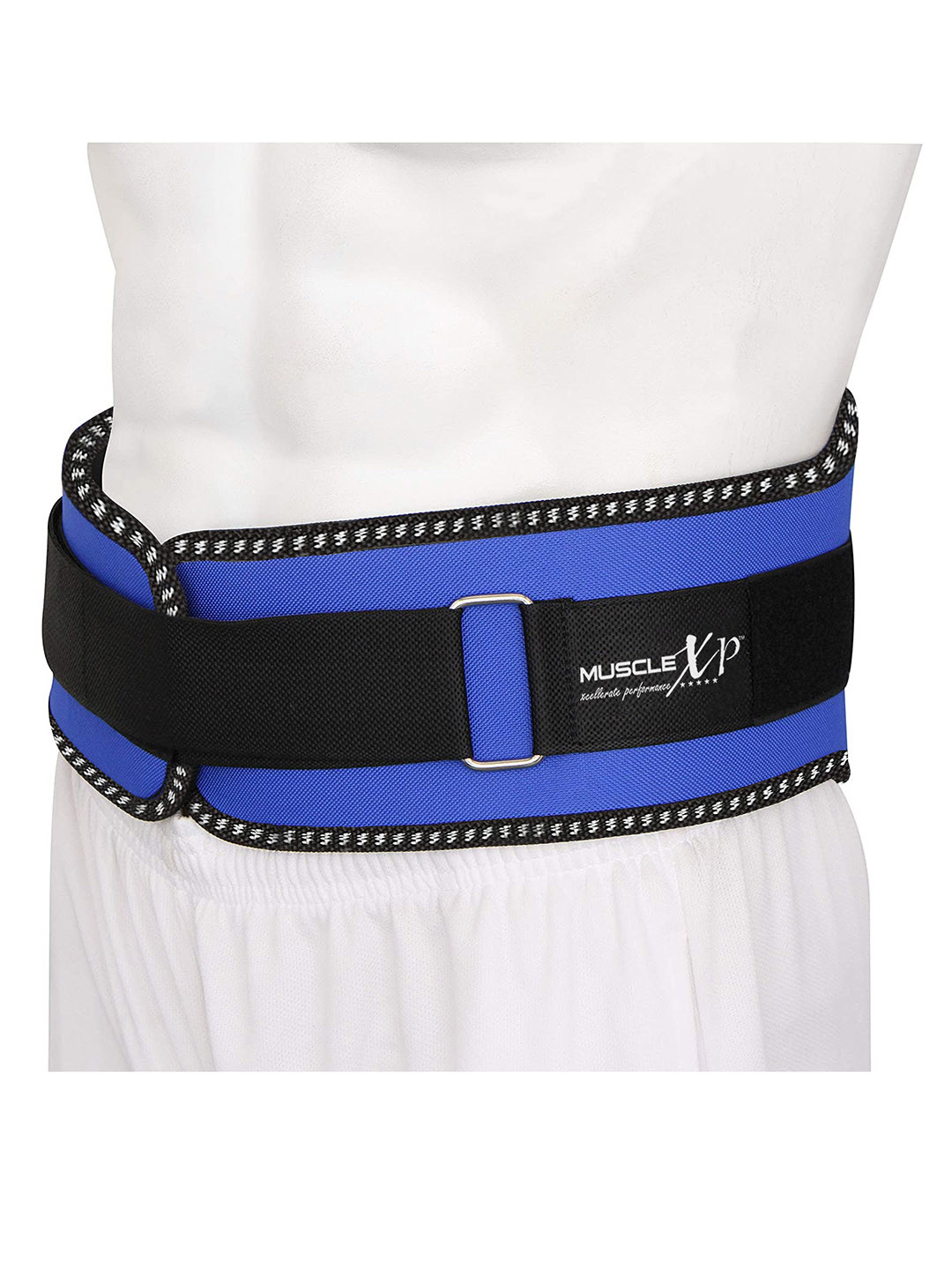 

MUSCLEXP Black & Blue Solid Weight Lifting Gym Belt