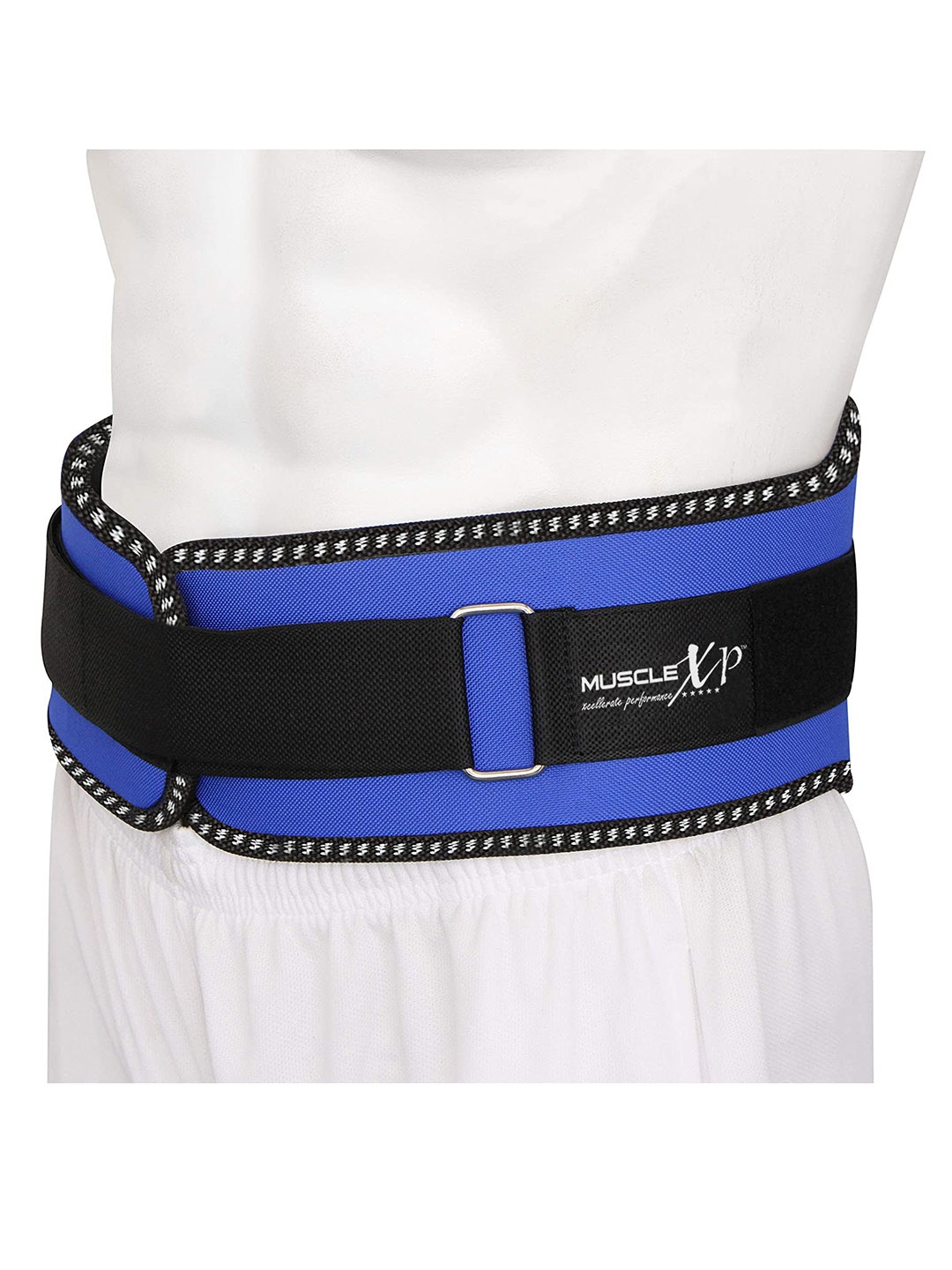 

MUSCLEXP Blue Solid Weight Lifting Gym Belt, Black