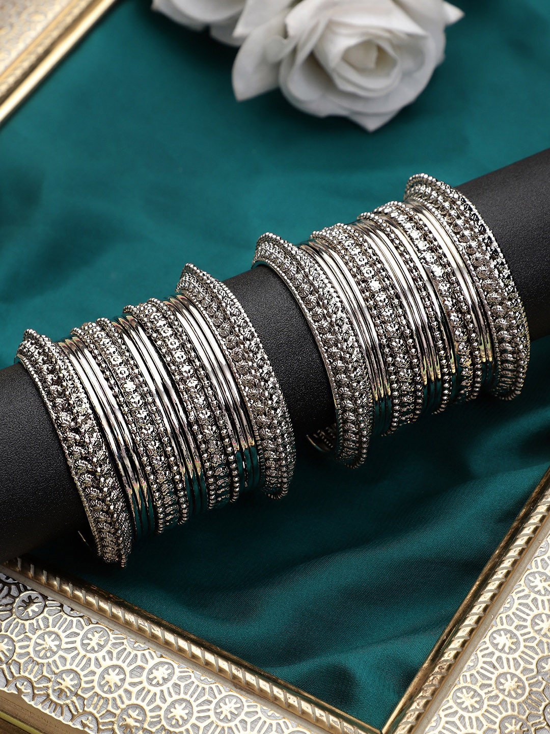 

KACY Set Of 17 Silver-Plated Handcrafted Bangle