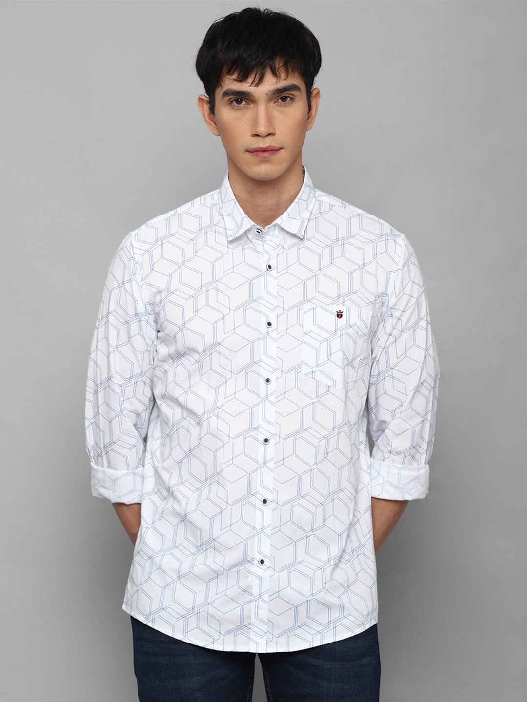 

Louis Philippe Jeans Men White Slim Fit Printed Casual Shirt