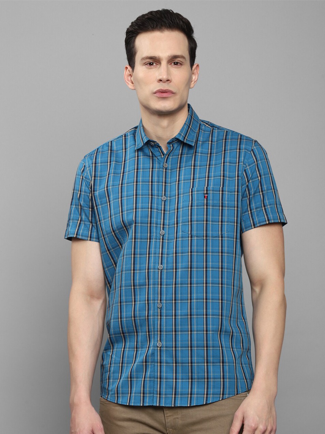 

Louis Philippe Sport Men Blue Slim Fit Tartan Checks Checked Casual Shirt