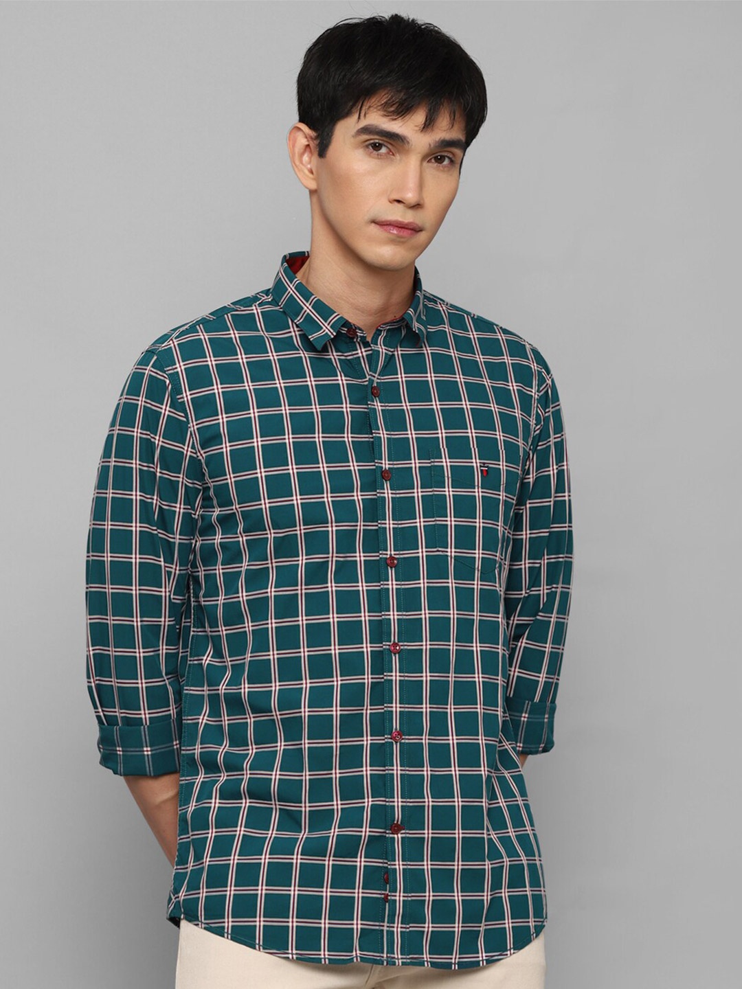 

Louis Philippe Sport Men Blue Slim Fit Tartan Checks Checked Casual Shirt