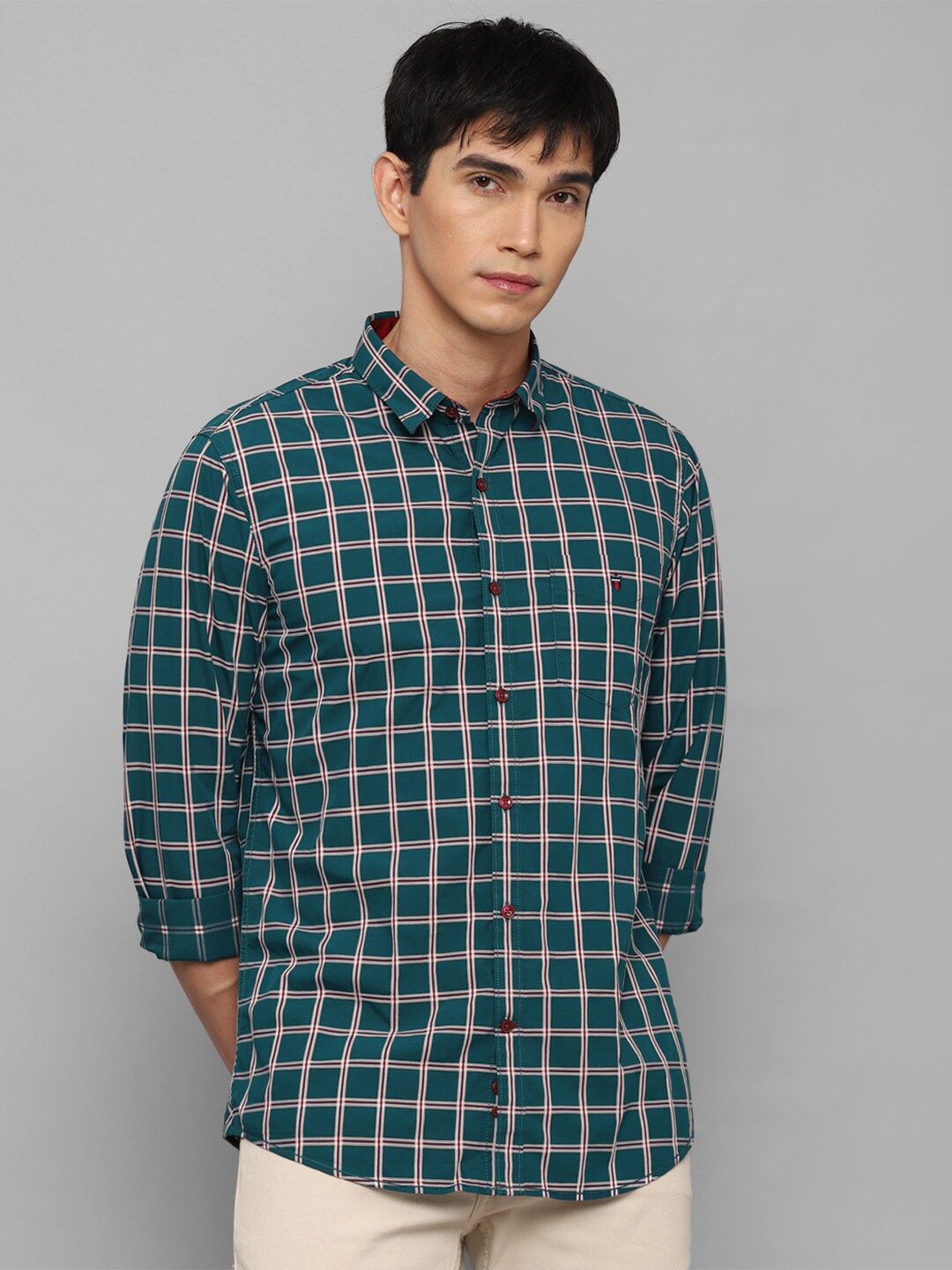 

Louis Philippe Sport Men Blue Slim Fit Tartan Checks Checked Casual Shirt