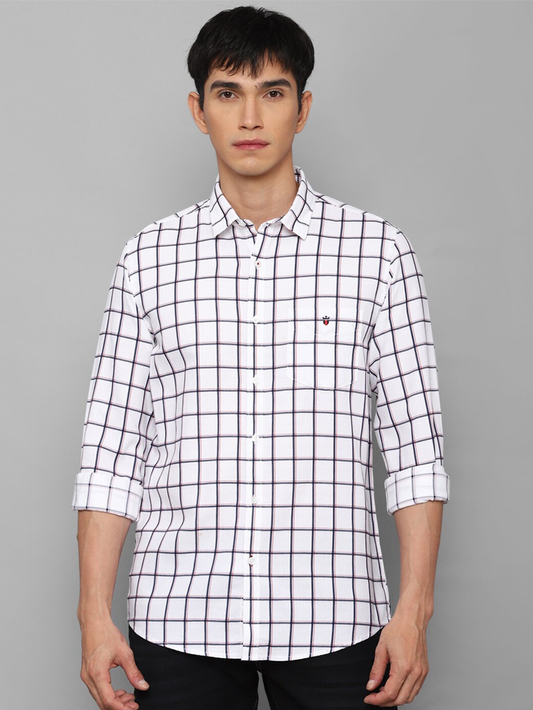 

Louis Philippe Sport Men White Slim Fit Windowpane Checks Checked Casual Shirt