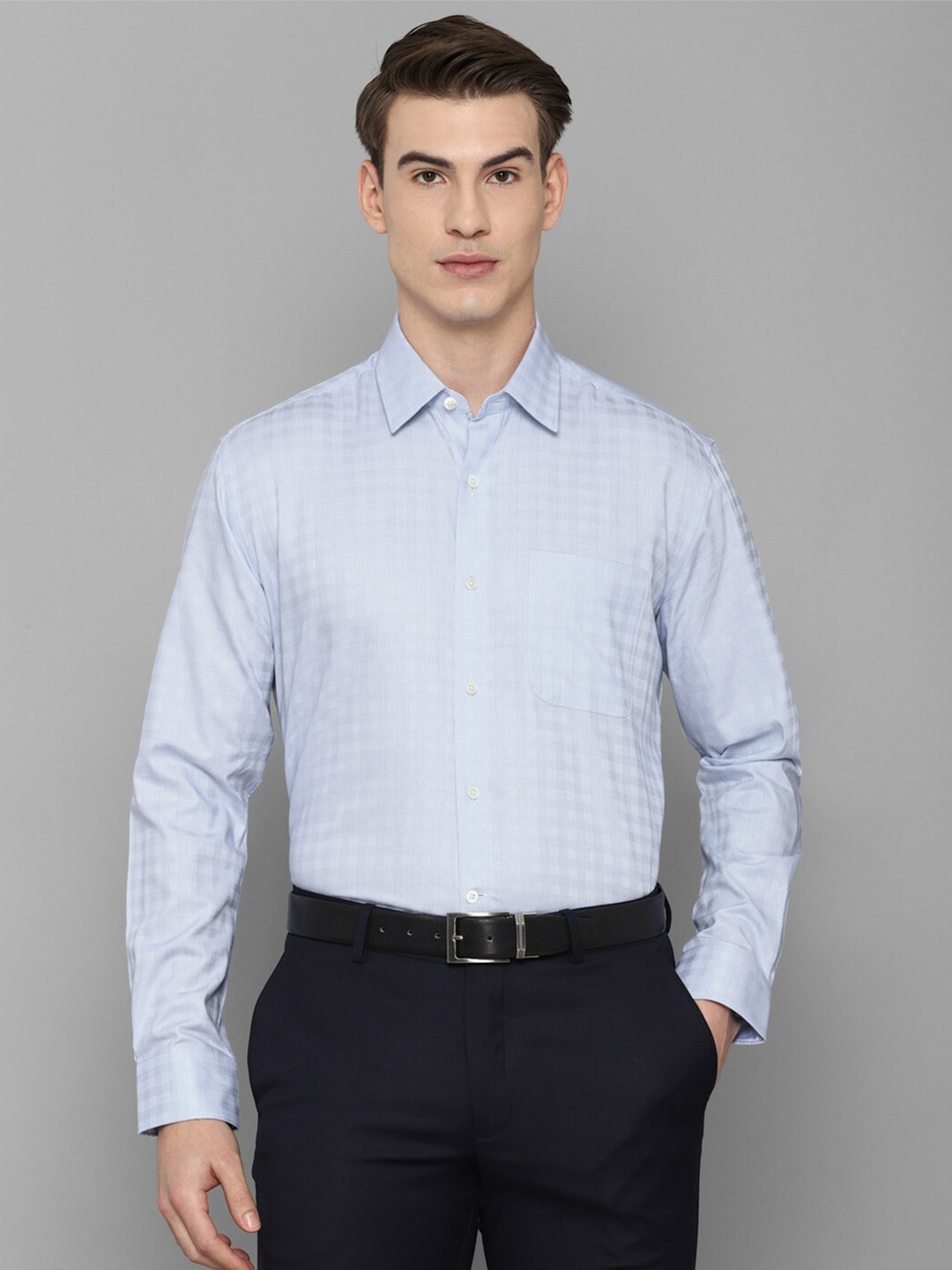 

Luxure by Louis Philippe Men Blue Checked Formal Shirt