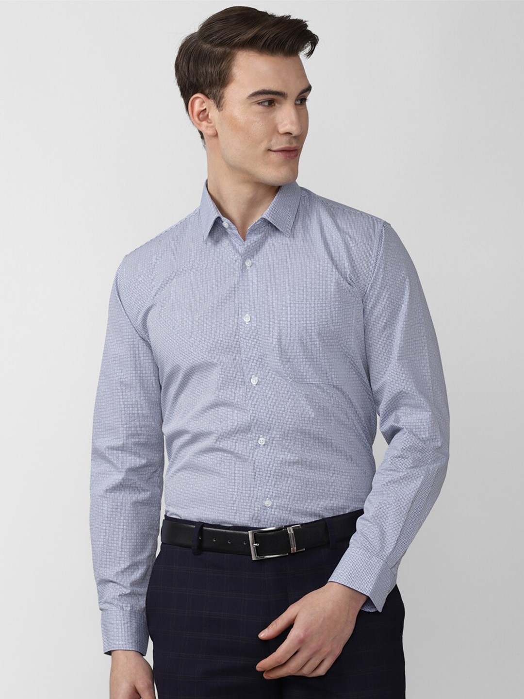 

Peter England Men Blue Printed Formal Shirt