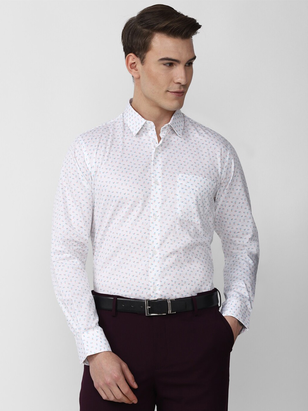 

Peter England Men White Printed Formal Shirt