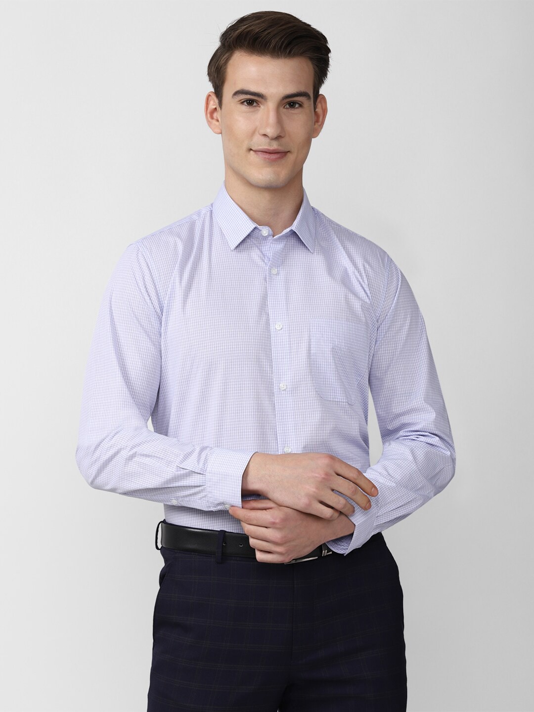 

Peter England Men Blue Micro Checked Formal Shirt