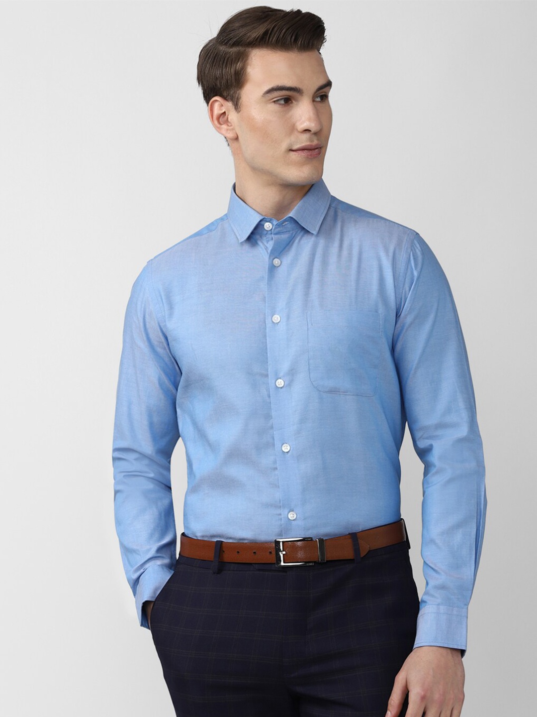 

Peter England Elite Men Blue Formal Shirt